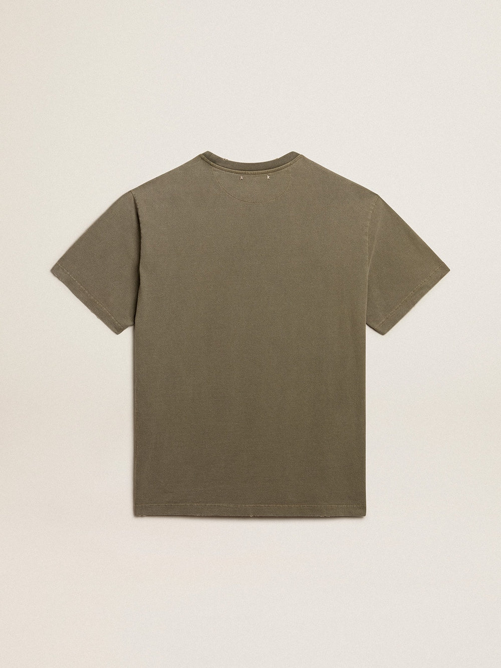 Olive-green regular-fit T-shirt with Golden lettering on the front