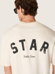 Star unisex cotton T-shirt in vintage white with black print on the back