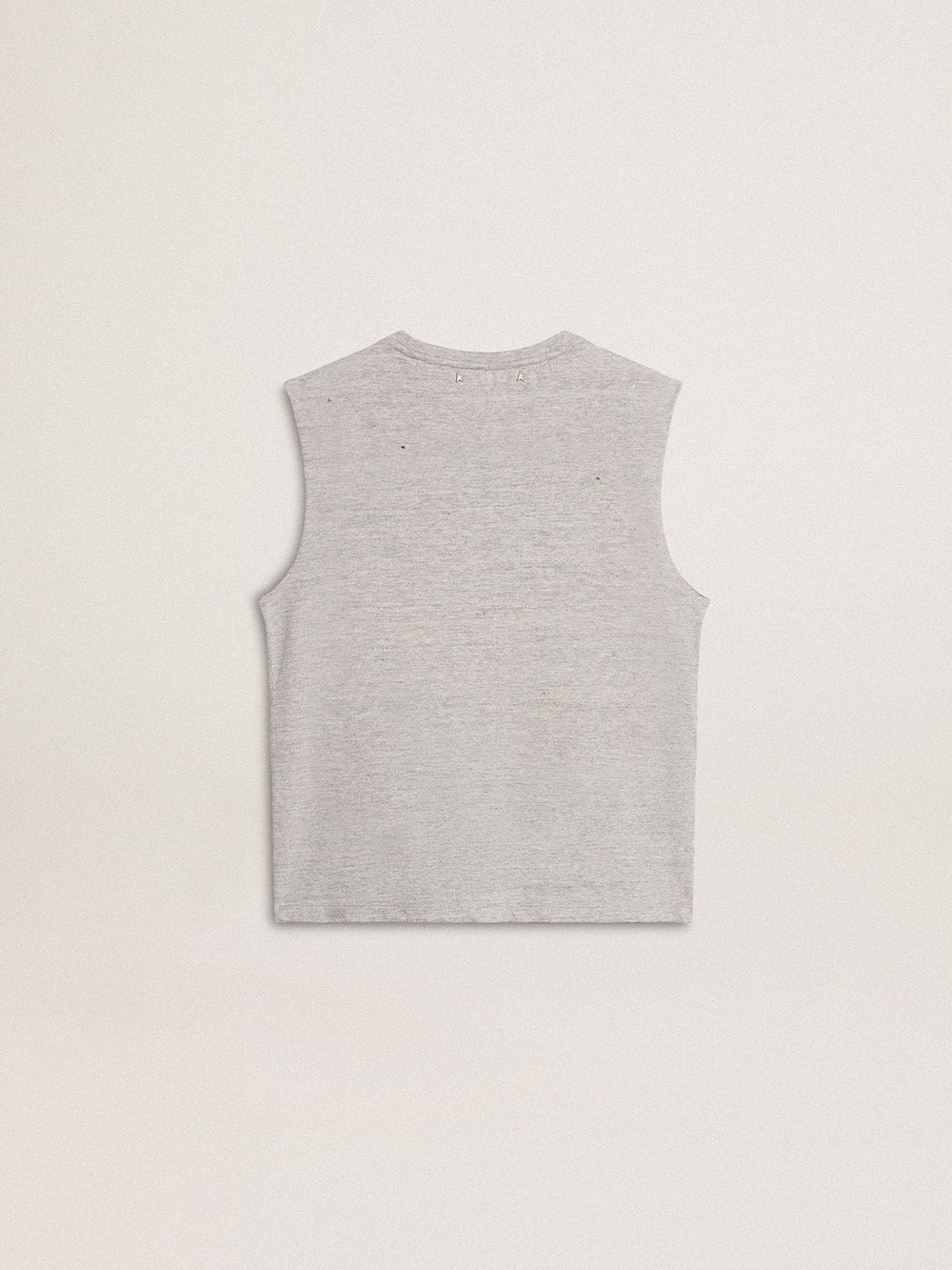 Women's gray sleeveless T-shirt with yellow print