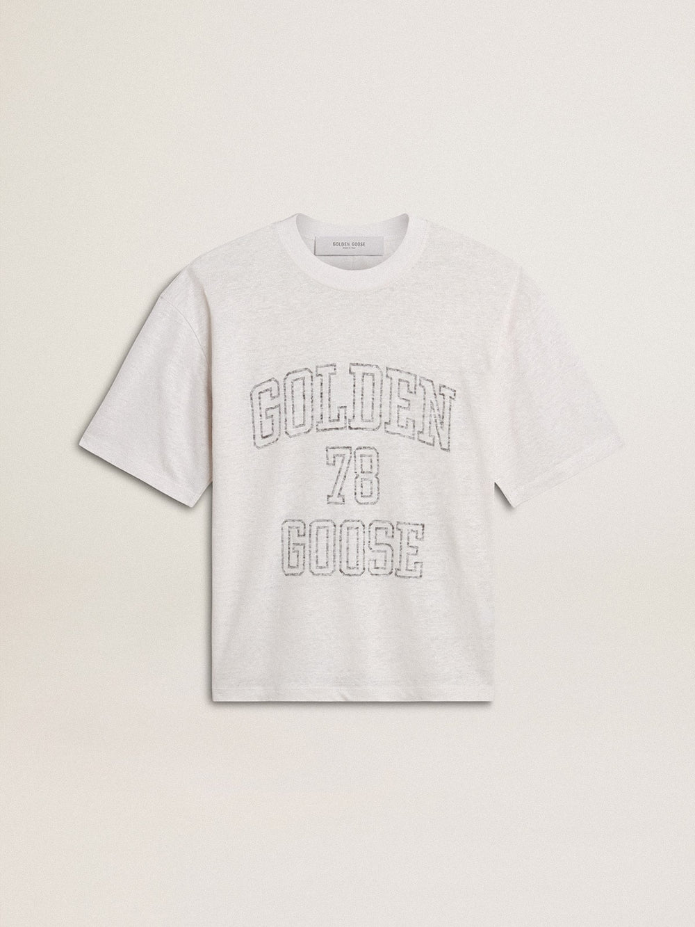 Women's lightweight white linen T-shirt with print