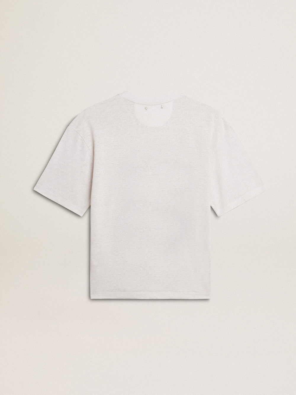 Women's lightweight white linen T-shirt with print