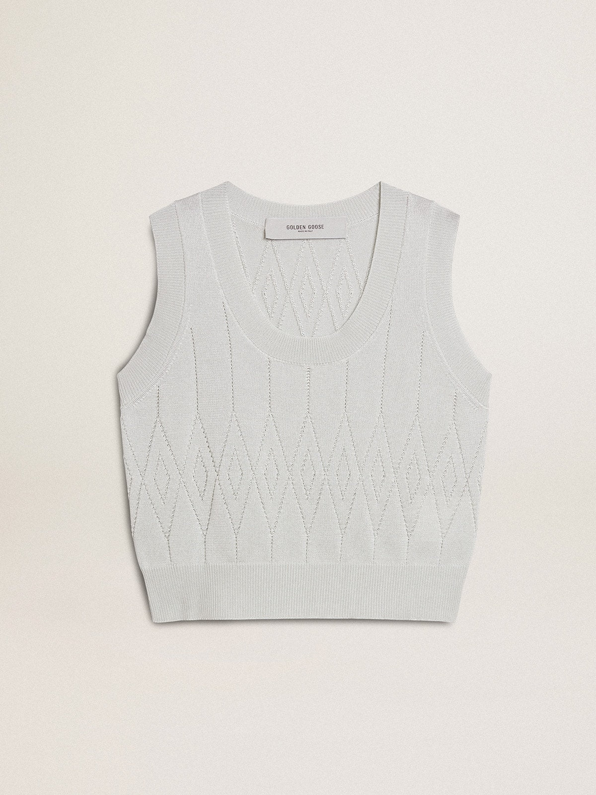 Women's sleeveless tank top in baby blue knit
