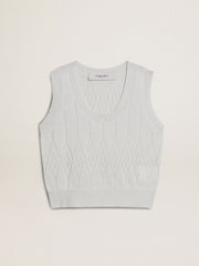 Women's sleeveless tank top in baby blue knit