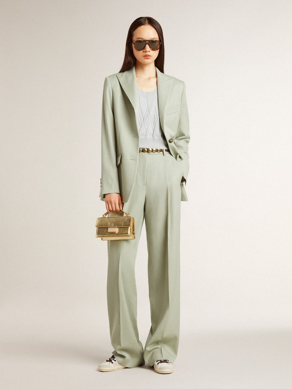 Women's sleeveless tank top in baby blue knit