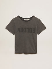 Distressed slim-fit T-shirt in anthracite gray