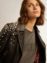 Distressed slim-fit T-shirt in anthracite gray