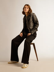 Distressed slim-fit T-shirt in anthracite gray