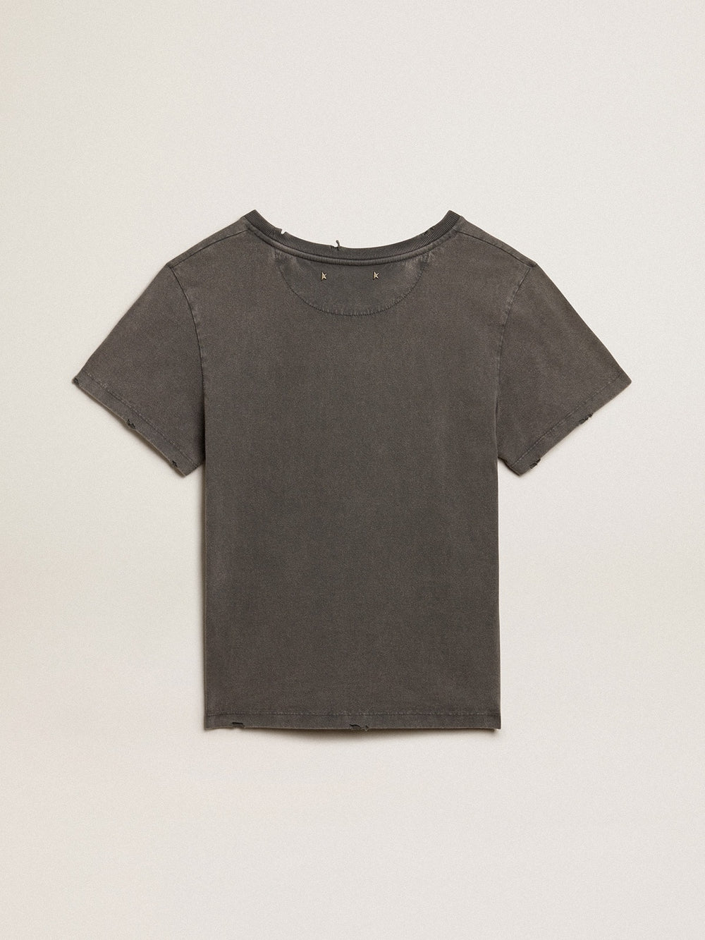 Distressed slim-fit T-shirt in anthracite gray