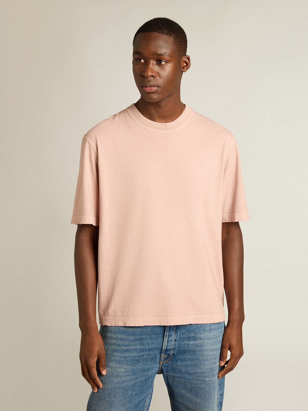 Powder-pink T-shirt with reverse logo on the back - Jersey Capsule