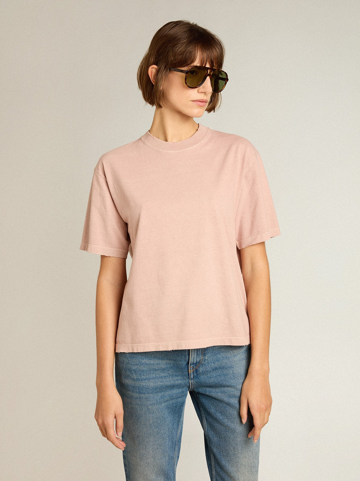 Powder-pink T-shirt with reverse logo on the back - Jersey Capsule