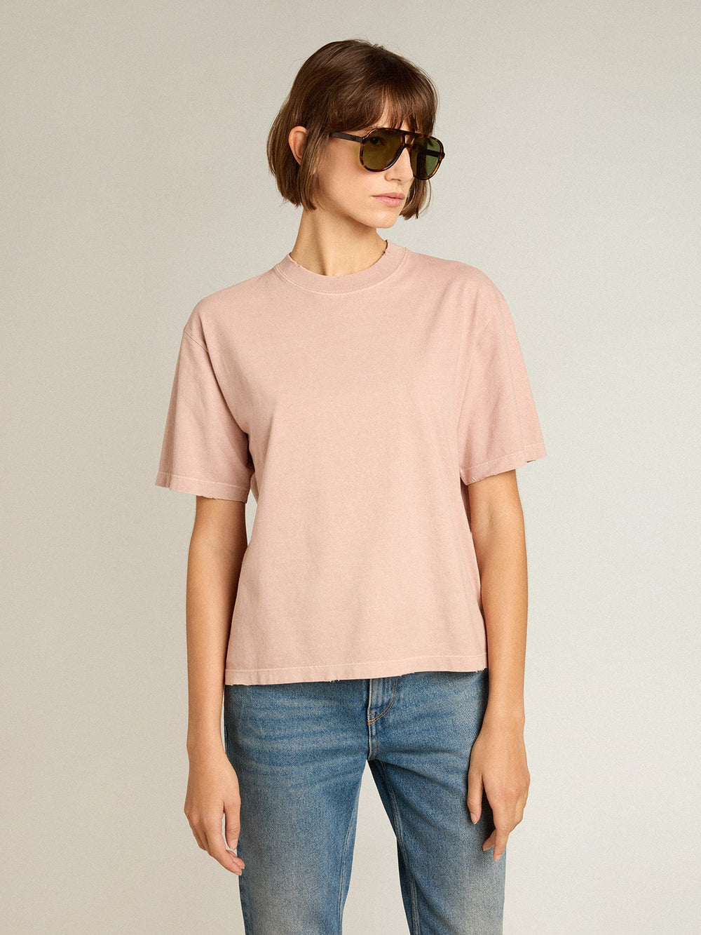 Powder-pink T-shirt with reverse logo on the back - Jersey Capsule