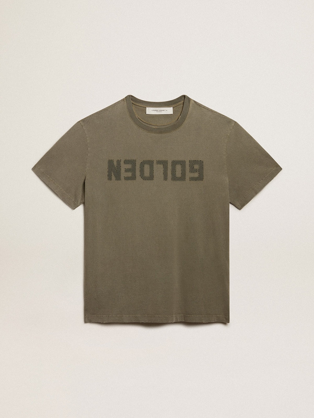 Women's olive green T-shirt with Golden lettering
