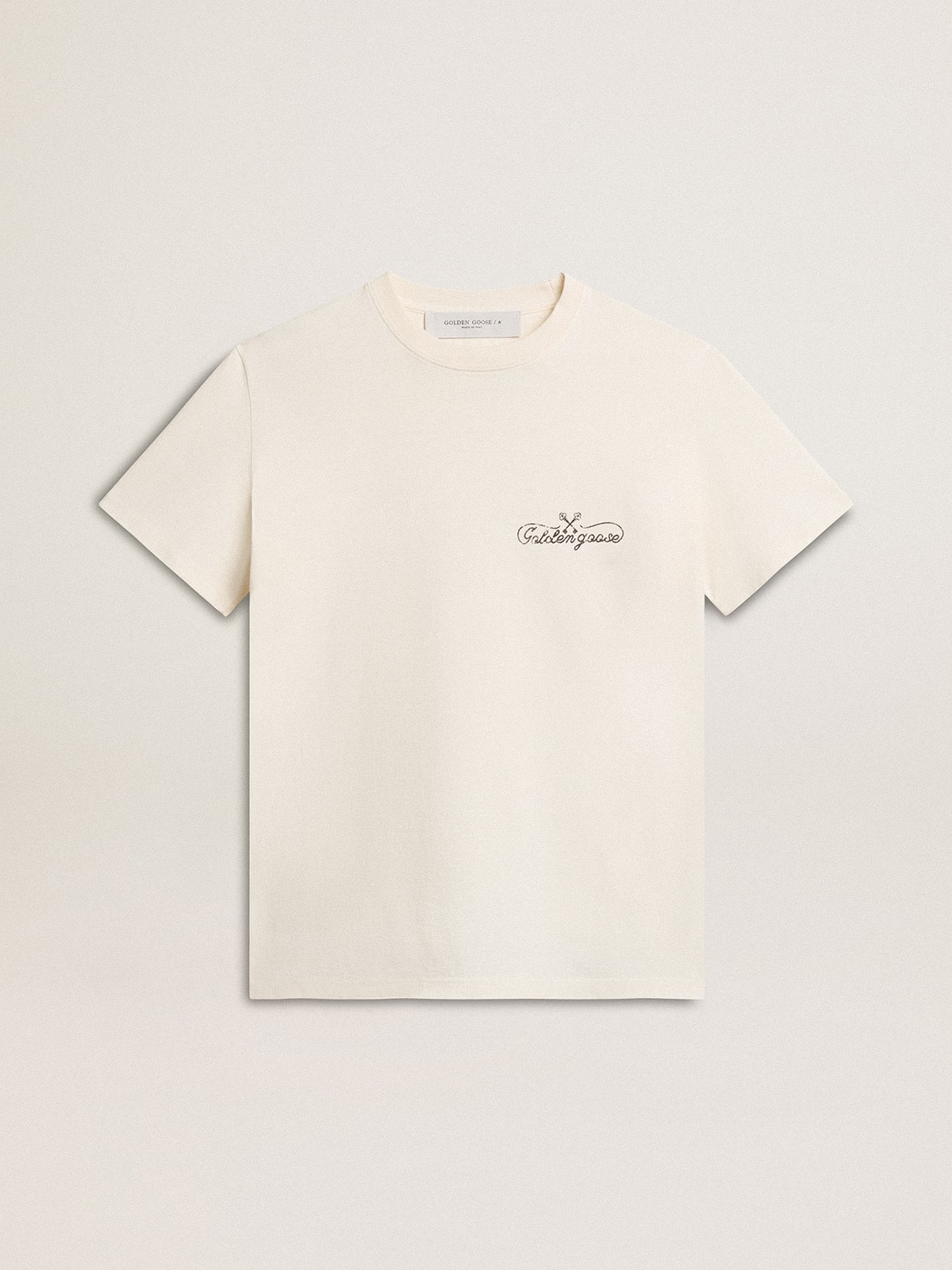 Women’s T-shirt in aged white with logo on the chest