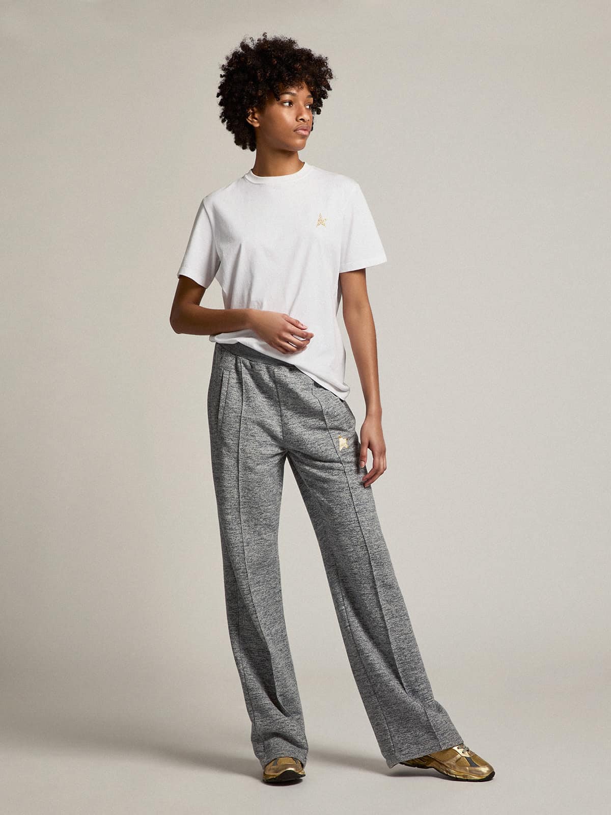 White Star Collection T-shirt with star in gold glitter on the front