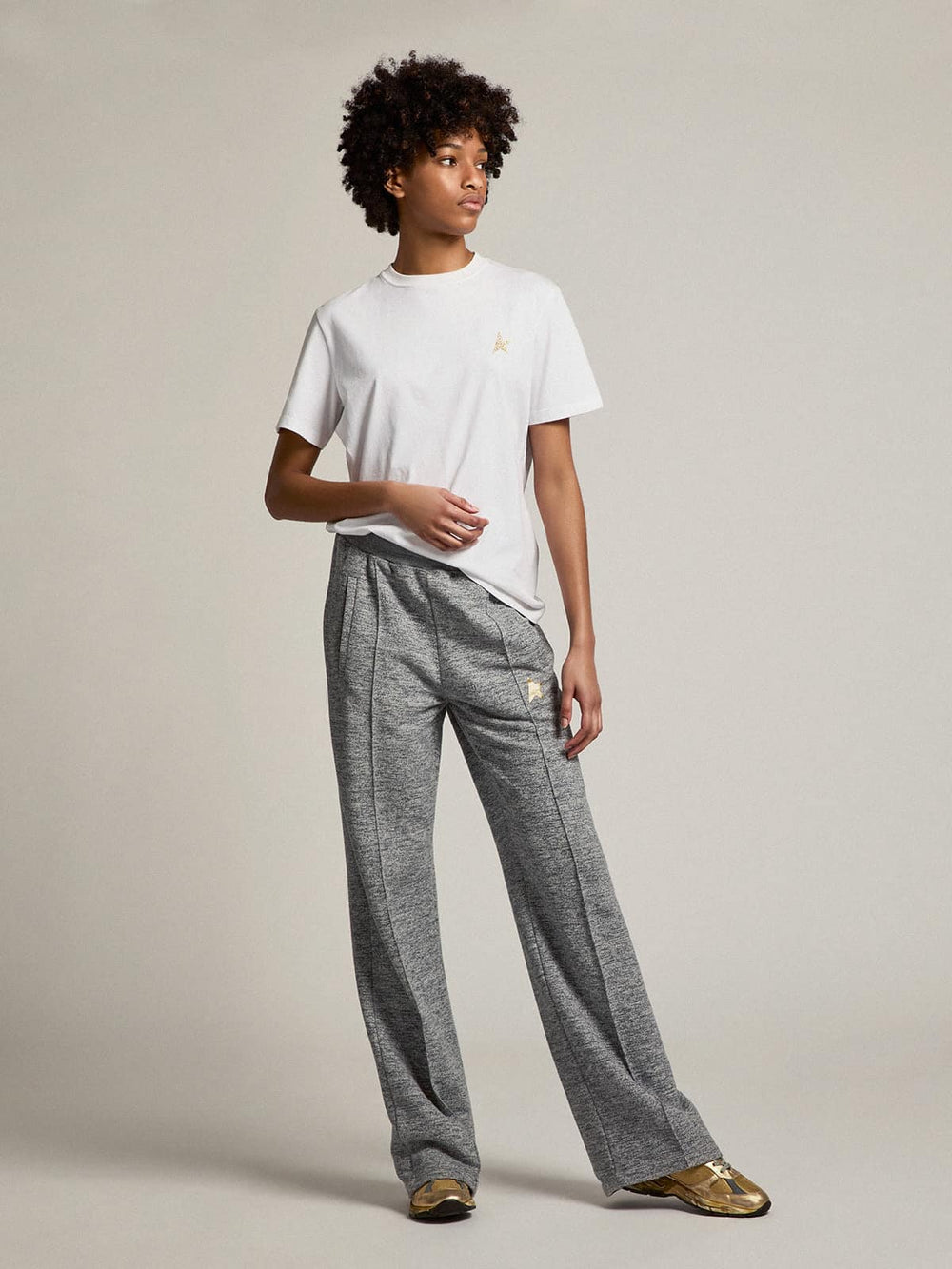 White Star Collection T-shirt with star in gold glitter on the front