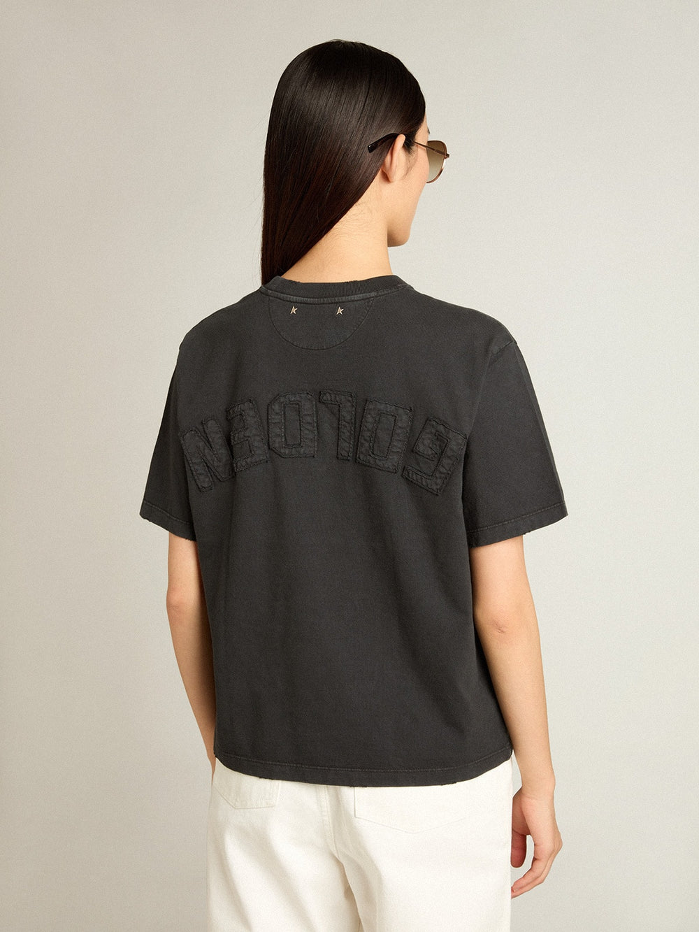 T-shirt in washed black with reverse logo on the back - Jersey Capsule