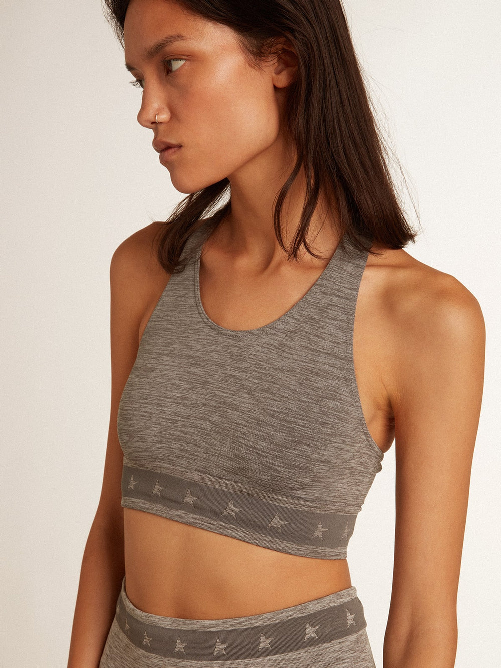 Gray melange athletic top