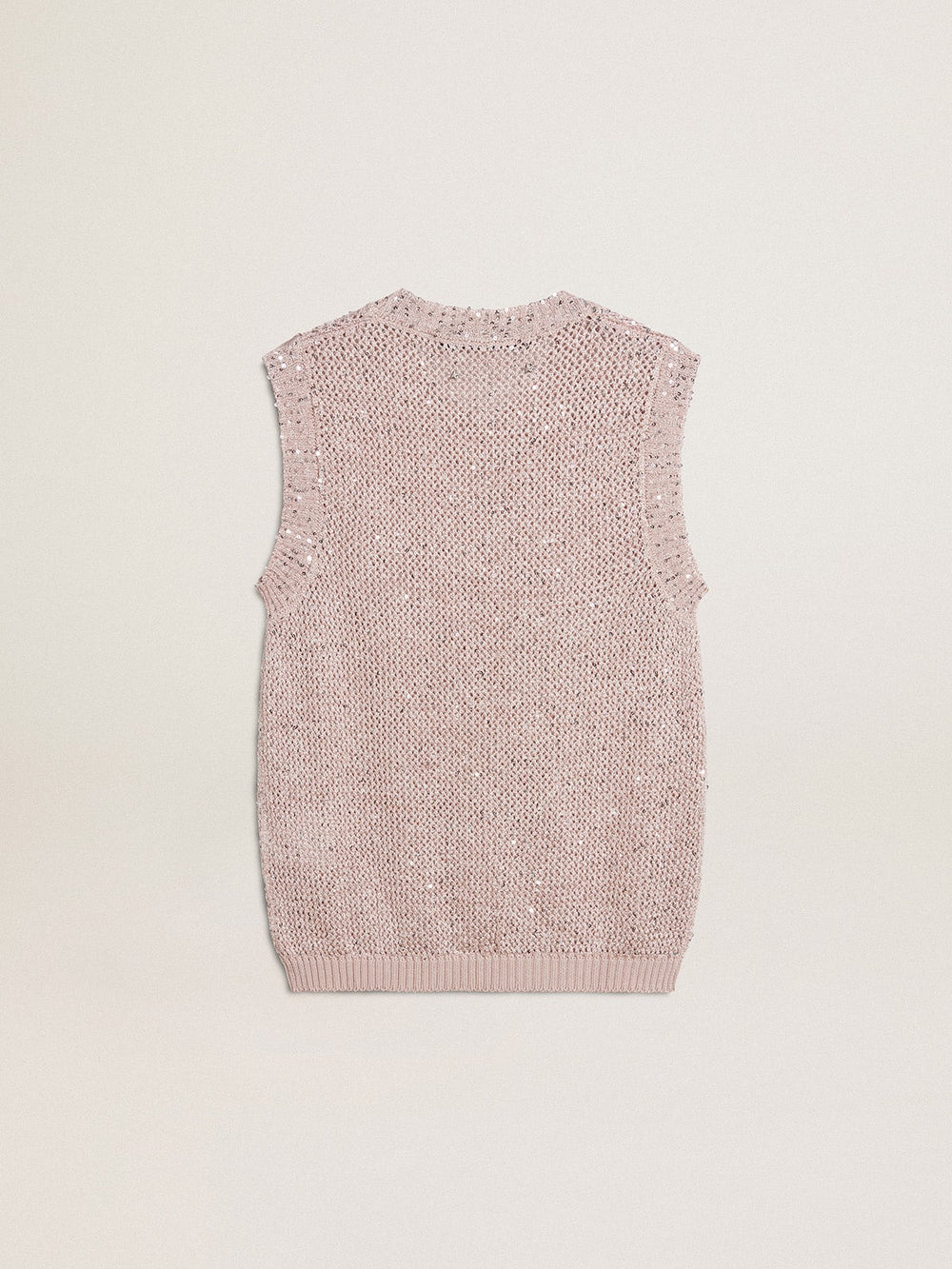 Mesh knit top with sequins and contrasting details