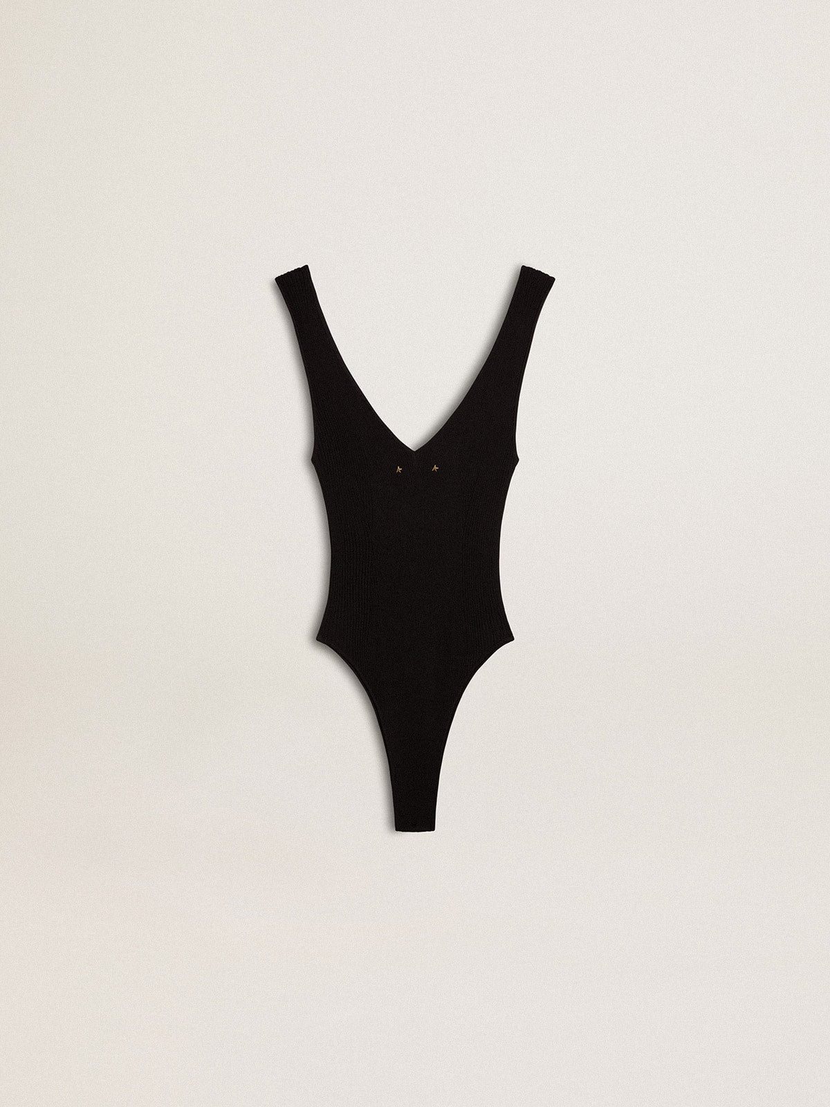 Women's black V-neck bodysuit