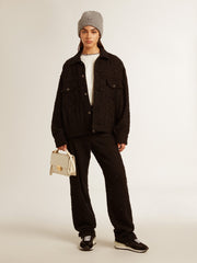 Women's aged white cotton T-shirt with hand embroidery