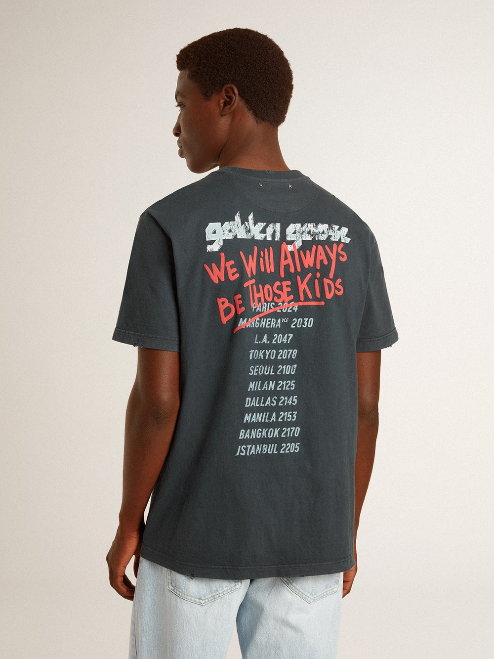 Black T-shirt with multicolor print