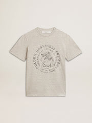 Women’s T-shirt in gray melange cotton with seasonal print