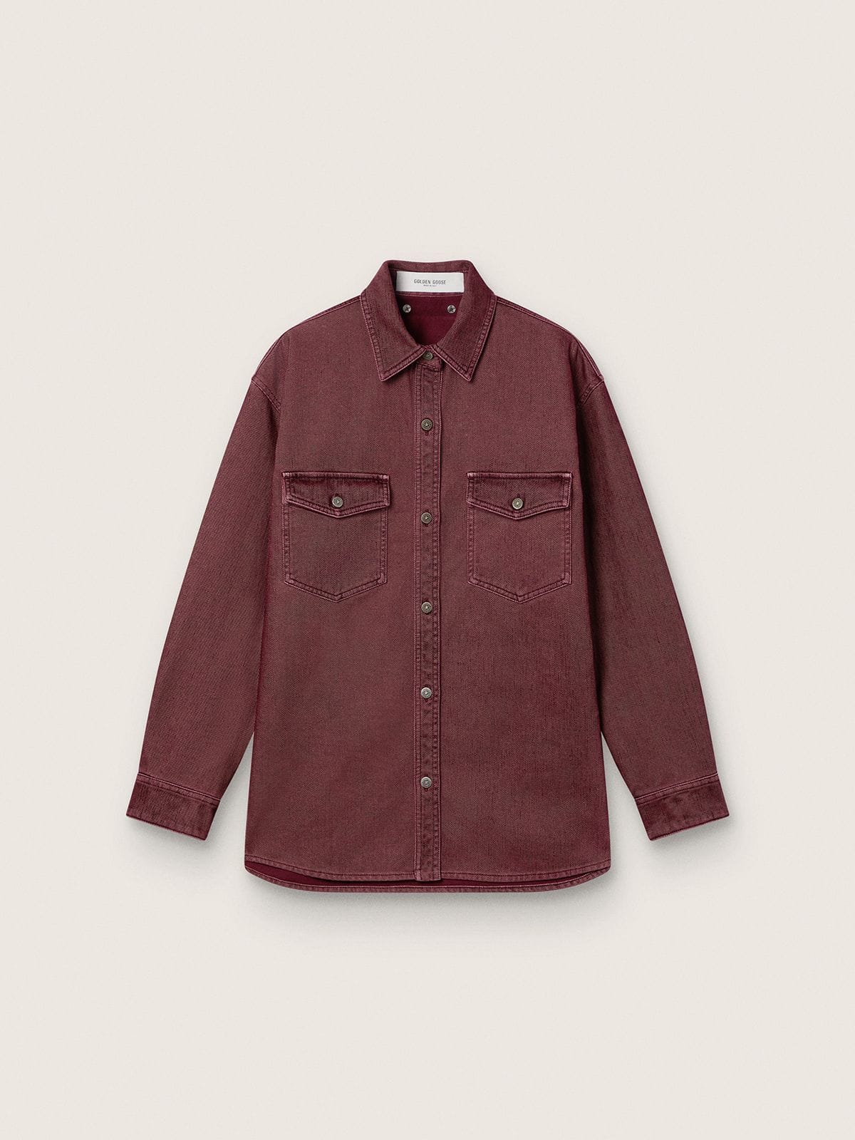 Women's shirt in burgundy denim
