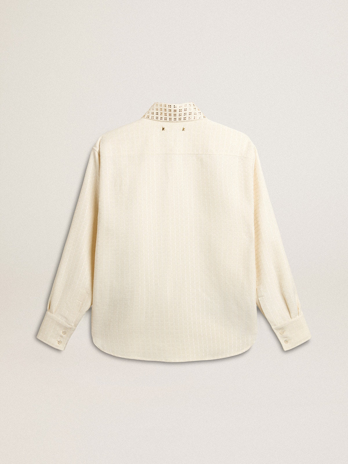 Women's viscose and cotton blend shirt with crystal-embellished collar