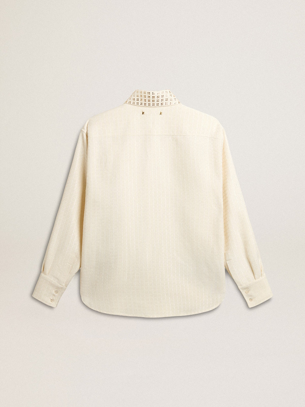 Women's viscose and cotton blend shirt with crystal-embellished collar