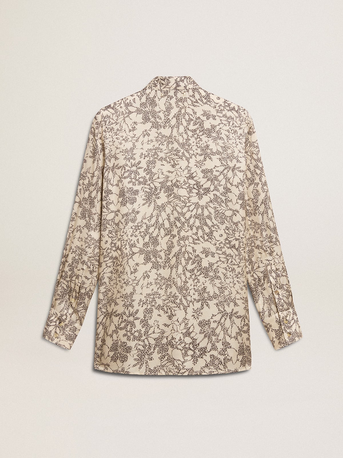 Women's silk blend pajama shirt with a floral print
