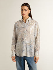 Women's shirt with multicolor floral sequin print