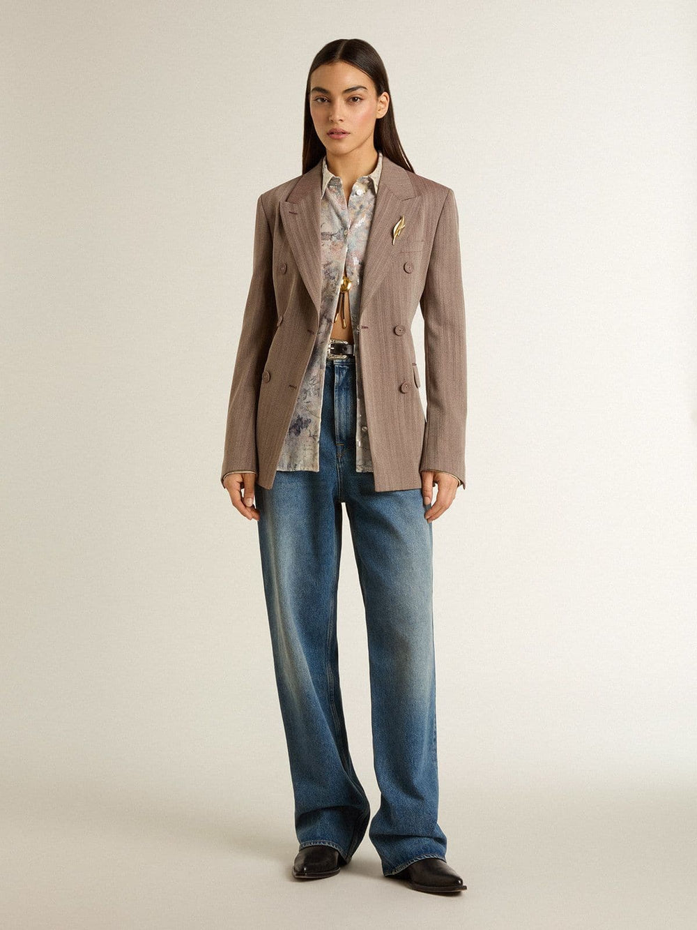 Women's shirt with multicolor floral sequin print