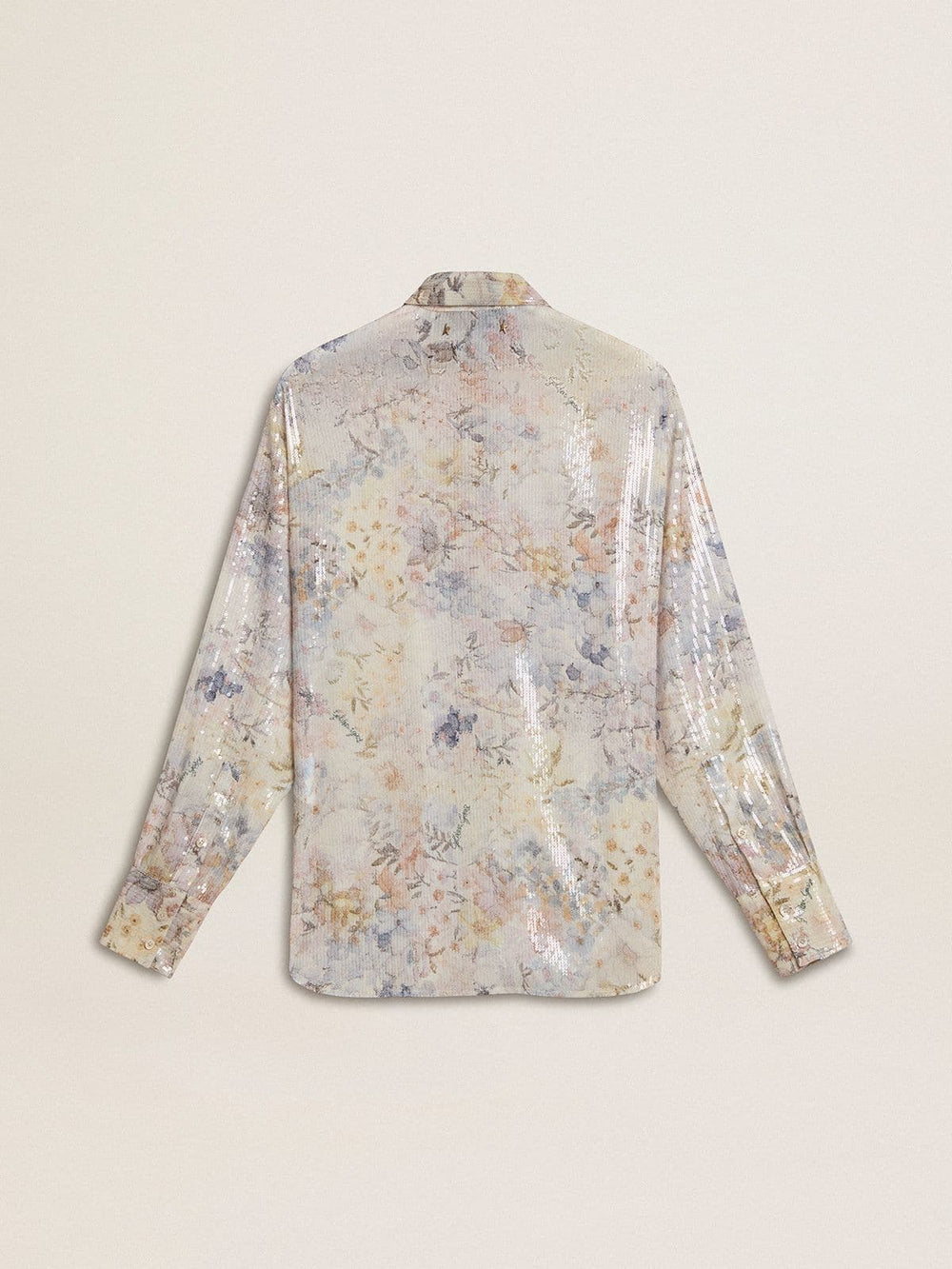 Women's shirt with multicolor floral sequin print