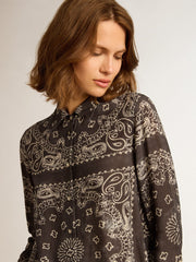 Pajama shirt in anthracite gray with paisley print