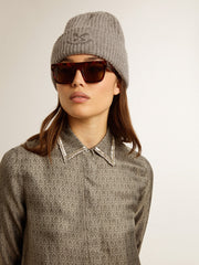 Women's green viscose-blend silk shirt with floral pattern