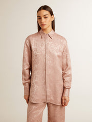 Women's pink viscose shirt with floral pattern