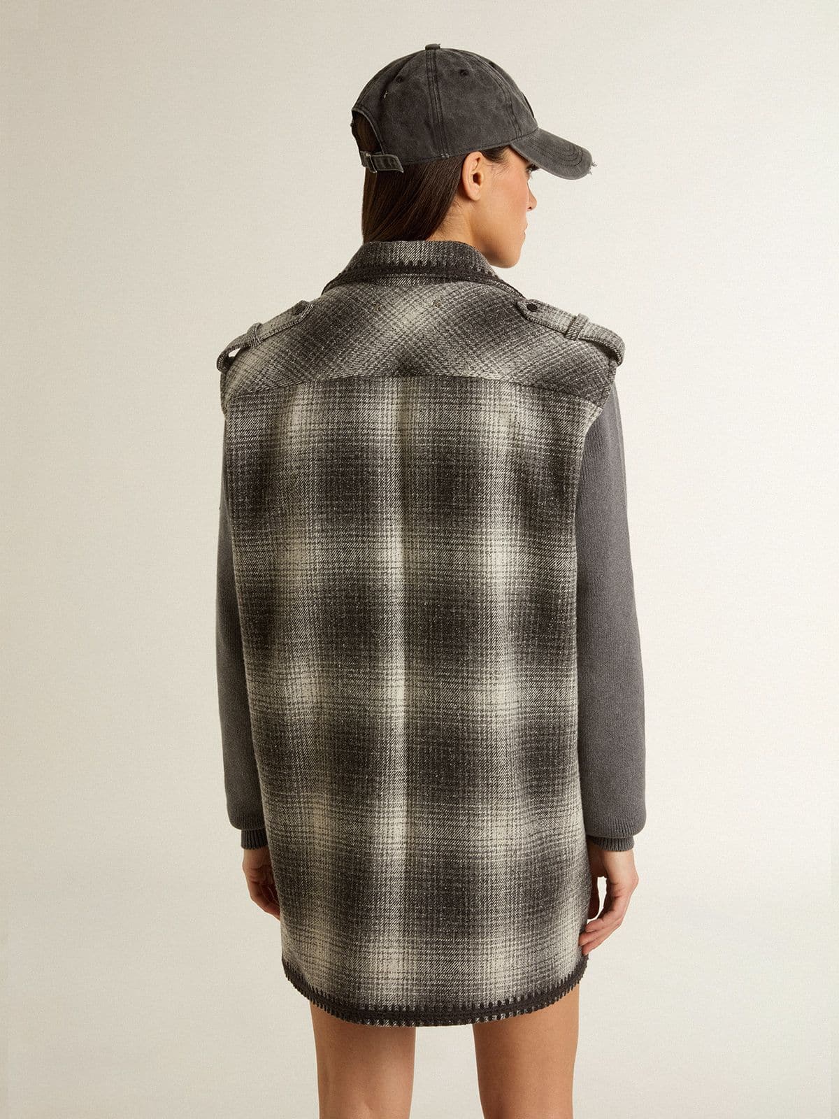 Women's dark gray wool-blend shirt dress