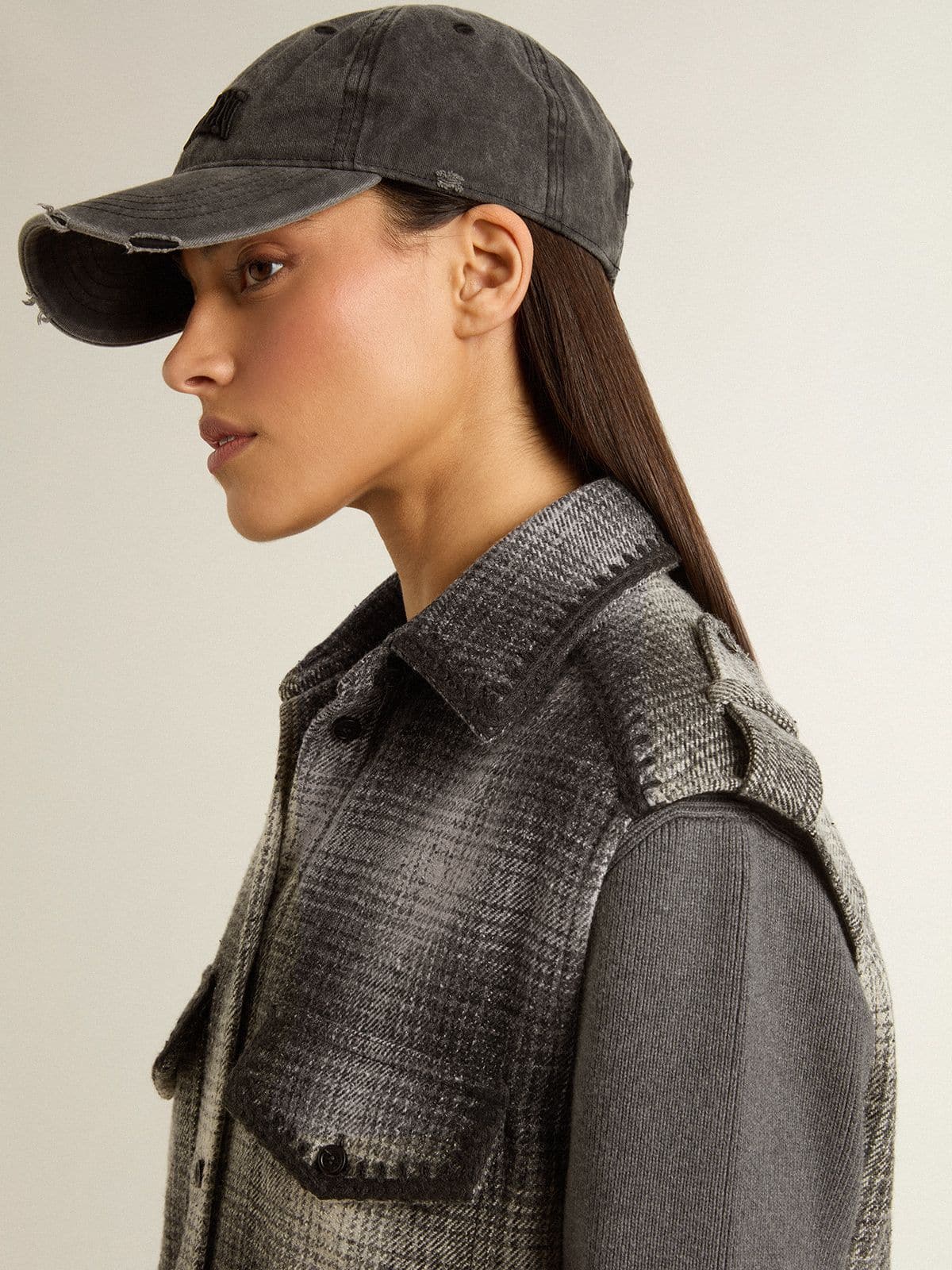 Women's dark gray wool-blend shirt dress