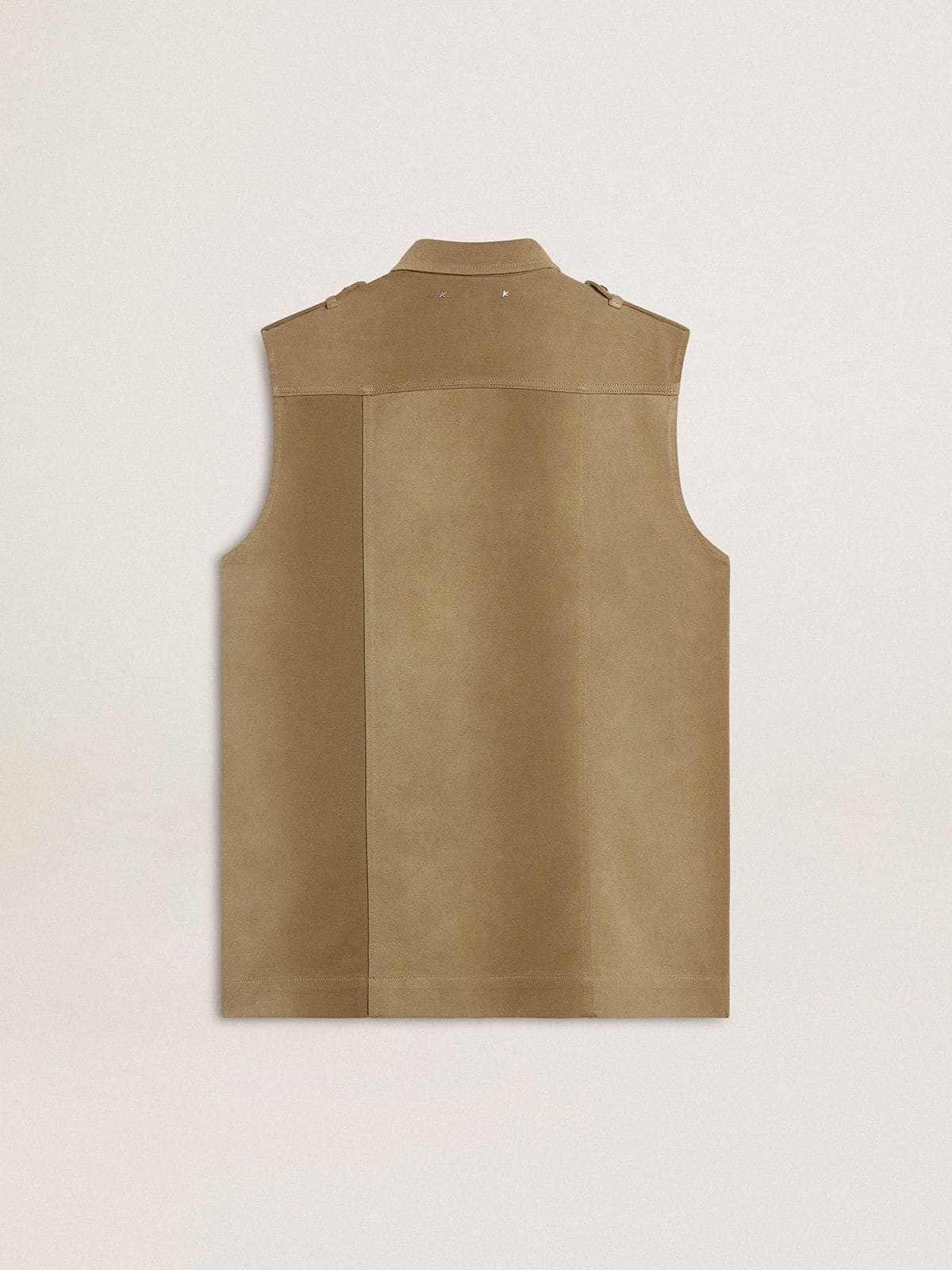 Women's shirt dress in sand-colored denim with military details