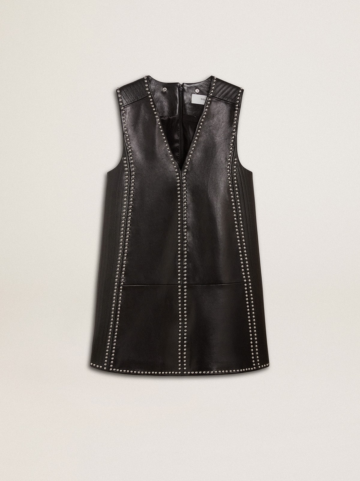 Women’s black nappa leather dress with studs
