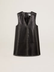Women’s black nappa leather dress with studs