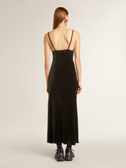 Women's black velvet-effect slip dress