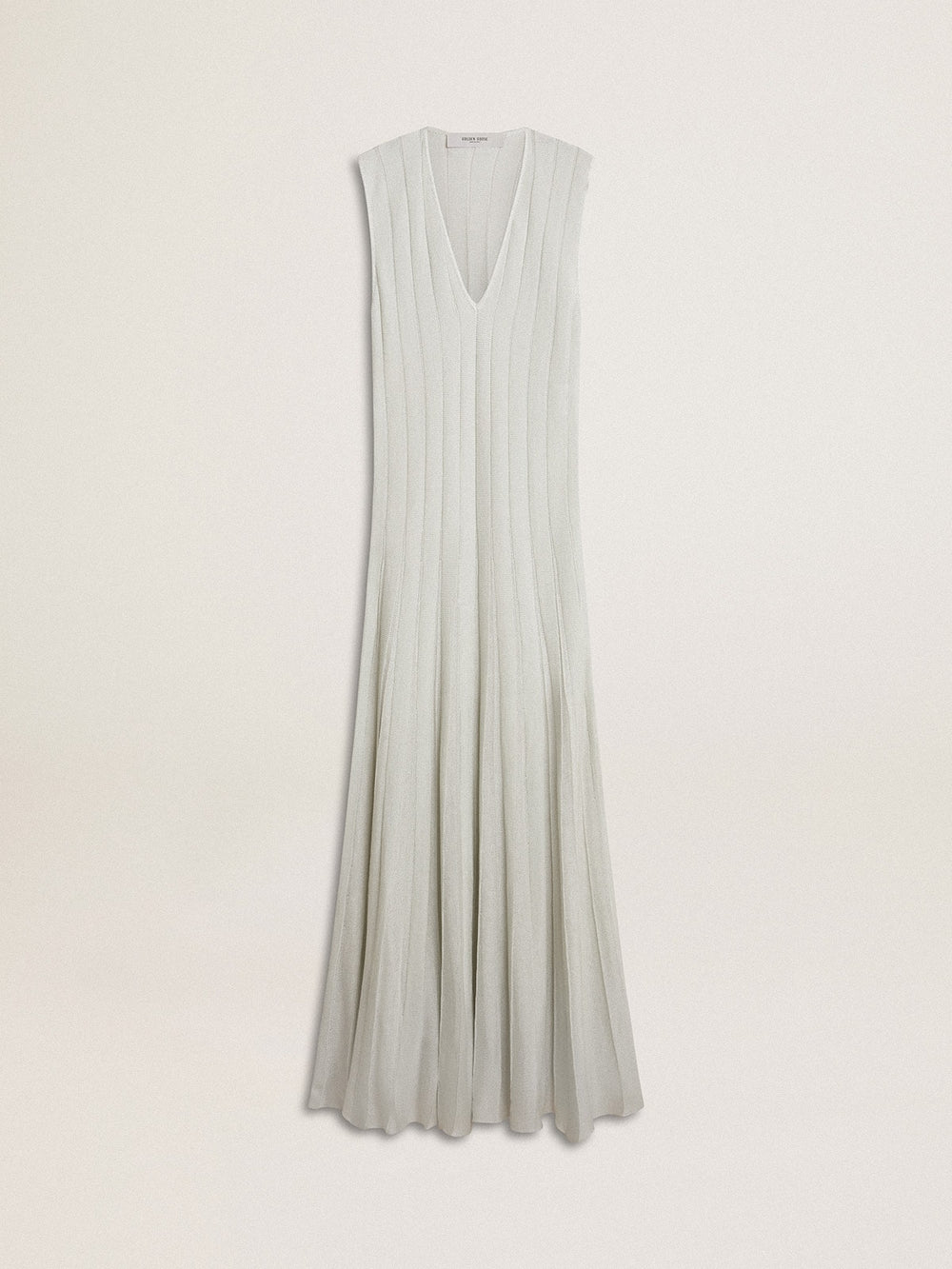 Women’s baby blue dress with vertical striped pattern