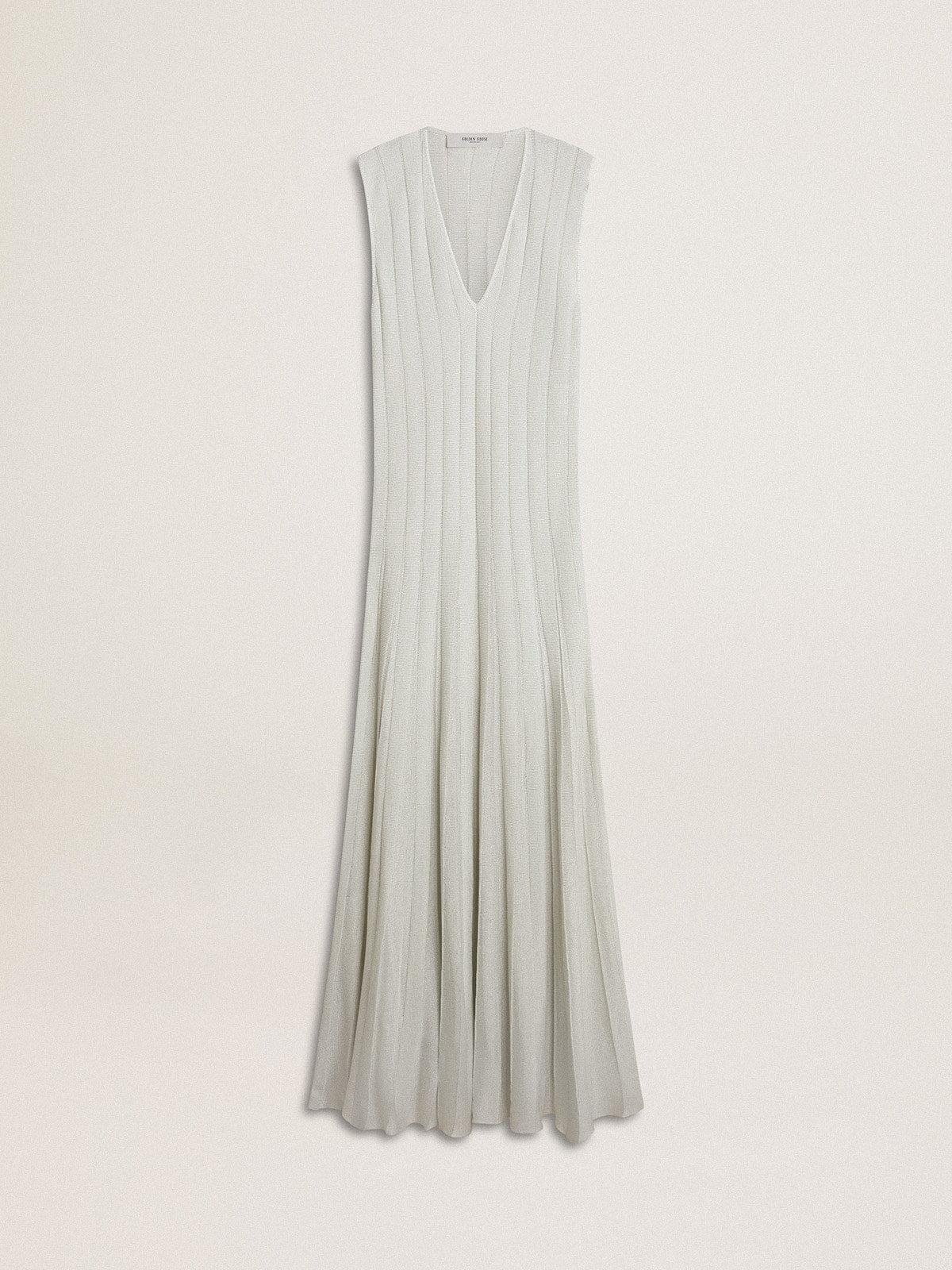 Women’s baby blue dress with vertical striped pattern