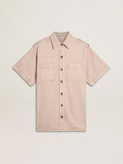 Women's oversized fit pink dyed denim shirt