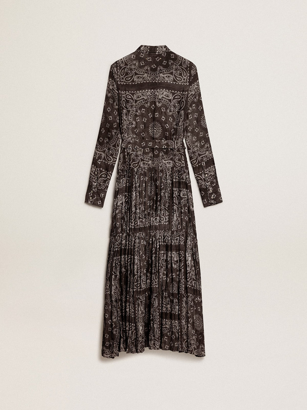 Anthracite-gray shirt dress with paisley print
