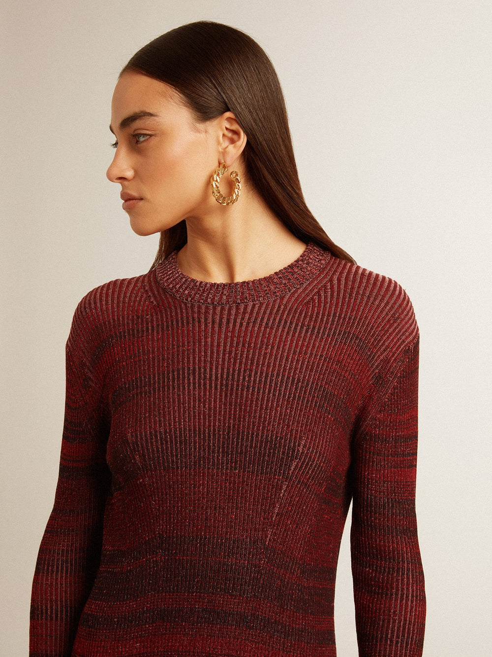 Irregular-striped cotton dress