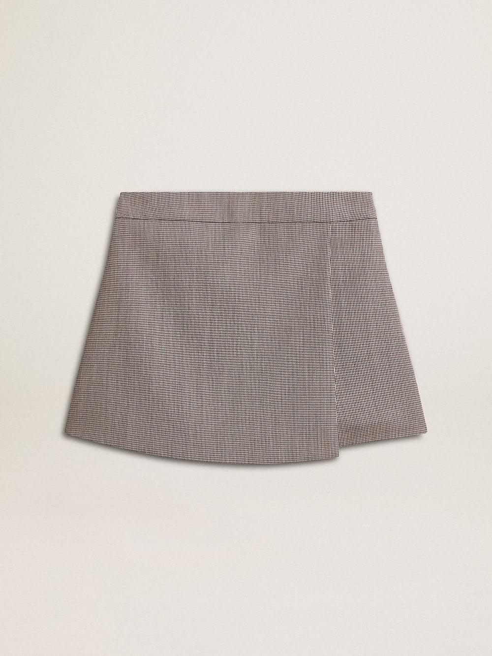 Women's gray mini shorts in houndstooth wool
