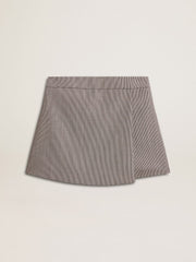 Women's gray mini shorts in houndstooth wool