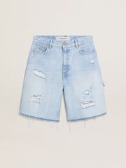 Women's Bermuda shorts in lived-in effect denim